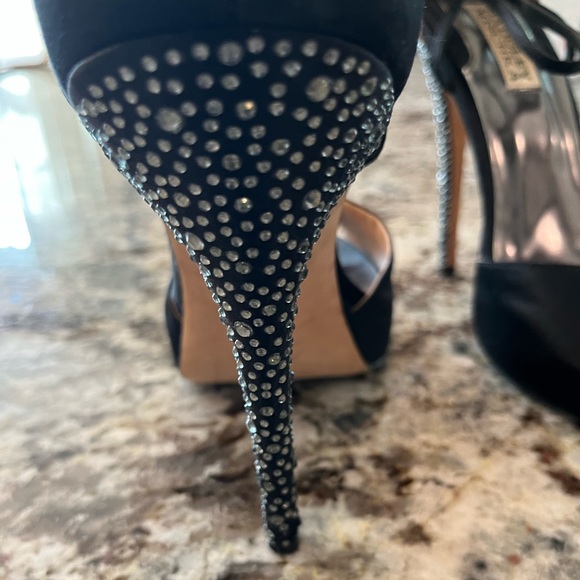 Black Rhinestone Badgley Mischka Heels - Picture 5 of 7